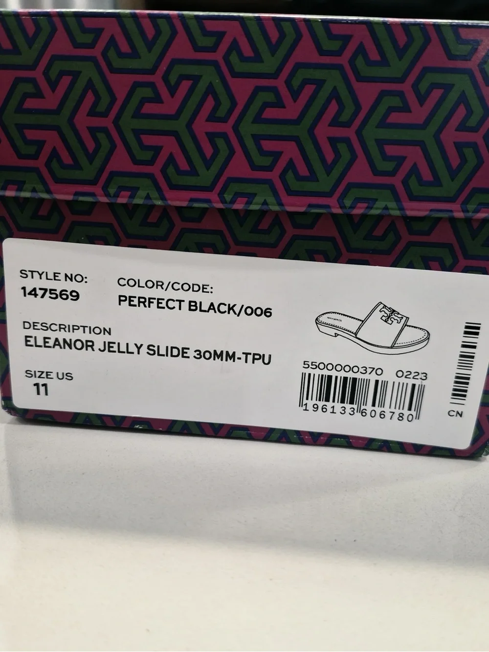 Tory Burch Eleanor Jelly Slide - Perfect Black size 11